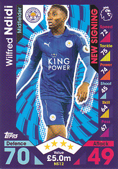 Wilfred Ndidi Leicester City 2016/17 Topps Match Attax Extra New Signing #NS12